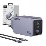 Incarcator retea Ugreen Nexode Pro, 100W, 2x USB-C, 1x USB-A, Fast Charging, Gri 5 - lerato.ro