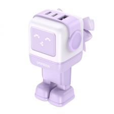 Incarcator retea Ugreen Nexode Robot GaN, 65W, 2x USB-C, 1x USB-A, Fast Charging, Violet