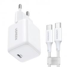 Incarcator retea Ugreen X513, 30W, 3A, USB-C, Cablu USB-C la USB-C 1m inclus, Alb