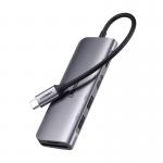 Adaptor Hub 6-in-1 UGREEN CM195, USB-C la 1x USB-C, 2x USB-A, 1x HDMI, 1x SD, 1x TF, 5Gbps, 100W, Gri 3 - lerato.ro