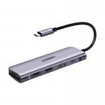 Adaptor Hub 6-in-1 UGREEN CM195, USB-C la 1x USB-C, 2x USB-A, 1x HDMI, 1x SD, 1x TF, 5Gbps, 100W, Gri 2 - lerato.ro