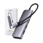 Adaptor Hub 6-in-1 UGREEN CM195, USB-C la 1x USB-C, 2x USB-A, 1x HDMI, 1x SD, 1x TF, 5Gbps, 100W, Gri 4 - lerato.ro
