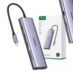Adaptor Hub 10-in-1 UGREEN CM498, USB-C la 1x USB-C, 3x USB-A, 1x HDMI, 1x VGA, 1x RJ45, 1x SD, 1x TF, 1x AUX 3.5mm, 4K / 30Hz, 5Gbps, 100W, Gri 3 - lerato.ro