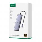 Adaptor Hub 10-in-1 UGREEN CM498, USB-C la 1x USB-C, 3x USB-A, 1x HDMI, 1x VGA, 1x RJ45, 1x SD, 1x TF, 1x AUX 3.5mm, 4K / 30Hz, 5Gbps, 100W, Gri 7 - lerato.ro