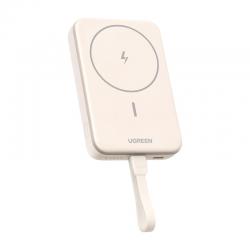 Baterie externa portabila Ugreen PB760, 10000 mAh, 20W, Incarcare Wireless 15W, Cablu USB-C inclus, Bej