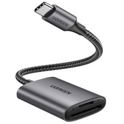 Cititor de carduri UGREEN CM401, USB-C / USB-A, 5 Gbps 4TB, Spatiu de stocare 3 carduri de memorie, 2x SD, 1x microSD, Gri