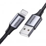Cablu pentru incarcare si transfer de date UGREEN US199, USB/Lightning, 2.4A, 480Mbps,1m, Negru