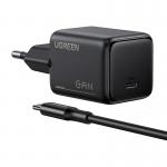 Incarcator retea UGREEN X517, 25W, 1x USB-C, Cablu USB-C la USB-C 1m inclus, Negru 2 - lerato.ro