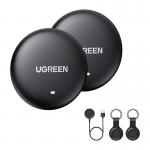 Set 2 dispozitive anti pierdere UGREEN CM918 Finder Mini, Alarma 100dB, Compatibil cu Apple Find My, IP68, Incarcare Wireless, Negru 2 - lerato.ro