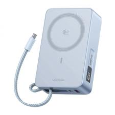 Baterie externa portabila UGREEN PB775, 45W, 20000 mAh, 1x Cablu USB-C integrat, Incarcare Wireless 25W, Silver
