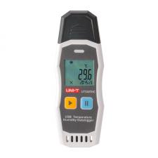 Termohigrometru digital Uni-T UT330THC, Afisaj LCD, Baterie CR2032, Prag alarma, Inregistrare automata, Oprire automata, Alb