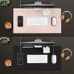 Mousepad Uniq Hagen, Piele vegana, 3 organizatoare magnetice pentru cabluri, 67x35cm, Negru / Albastru 6 - lerato.ro