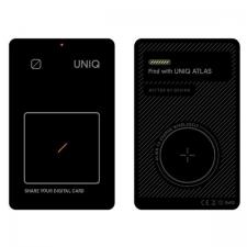 Dispozitiv anti pierdere tip card Uniq Atlas, Autonomie 6 luni, Localizare prin aplicatia Apple Find My, NFC, Incarcare wireless, Negru
