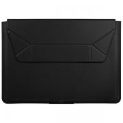 Husa din piele vegana Uniq Oslo compatibila cu laptop 14 inch, Functie suport, Negru