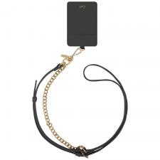 Leather Style, Snur universal pentru telefon din piele ecologica Uniq Coehl Caryne 3 in 1, Card Wallet compatibil MagSafe, Negru, lerato.ro