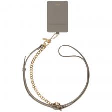 Leather Style, Snur universal pentru telefon din piele ecologica Uniq Coehl Caryne 3 in 1, Card Wallet compatibil MagSafe, Gri, lerato.ro