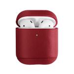 Husa din piele naturala UNIQ Terra compatibila cu Apple AirPods 1/2, Rosu 2 - lerato.ro
