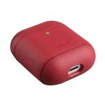 Husa din piele naturala UNIQ Terra compatibila cu Apple AirPods 1/2, Rosu 3 - lerato.ro