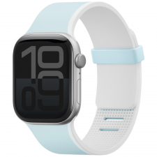 Accesorii Apple Watch 11 42 mm, Curea din silicon Uniq Revix IV Premium compatibila cu Apple Watch 42/41/40 mm, Albastru / Alb, lerato.ro