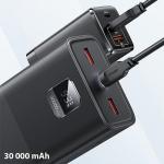 Baterie externa portabila USAMS PB68, 30000 mAh, 65W, 3A, 2xUSB-A, 1xUSB-C, Afisaj LED, Cablu USB-C 1m inclus, Negru 6 - lerato.ro