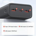 Baterie externa portabila USAMS PB68, 30000 mAh, 65W, 3A, 2xUSB-A, 1xUSB-C, Afisaj LED, Cablu USB-C 1m inclus, Negru 8 - lerato.ro