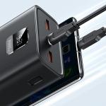 Baterie externa portabila USAMS PB68, 30000 mAh, 65W, 3A, 2xUSB-A, 1xUSB-C, Afisaj LED, Cablu USB-C 1m inclus, Negru 9 - lerato.ro