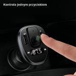 Transmitator auto FM multifunctional tip T USAMS C21, 15W, MP3, 1x USB-A, 1x USB-B, 1x Card TF, Bluetooth 5.0, Wireless, Negru 13 - lerato.ro