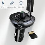 Transmitator auto FM multifunctional tip T USAMS C21, 15W, MP3, 1x USB-A, 1x USB-B, 1x Card TF, Bluetooth 5.0, Wireless, Negru 15 - lerato.ro