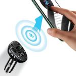 Transmitator auto FM multifunctional tip T USAMS C21, 15W, MP3, 1x USB-A, 1x USB-B, 1x Card TF, Bluetooth 5.0, Wireless, Negru 10 - lerato.ro
