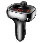 Transmitator auto FM multifunctional tip T USAMS C25, 15W, MP3, WMA, WAN 1x USB-A, 1x USB-B, 1xUSB-C, Bluetooth 5.0, Wireless, Negru 2 - lerato.ro