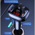 Transmitator auto FM multifunctional tip T USAMS C25, 15W, MP3, WMA, WAN 1x USB-A, 1x USB-B, 1xUSB-C, Bluetooth 5.0, Wireless, Negru 5 - lerato.ro