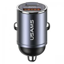 Accesorii auto, Incarcator auto USAMS C38, 1x USB, 1x USB-C, 30W, 3A, Gri, lerato.ro
