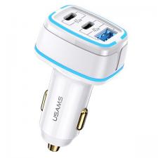 Accesorii auto, Incarcator auto USAMS CC126, 2x USB, 1x USB-C, 105W, 3A, Alb, lerato.ro