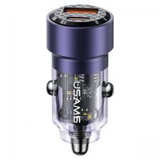 Accesorii auto, Incarcator auto USAMS C39, 1xUSB-C, 1xUSB-A, 60W, 3A, Quick Charge, Mov, lerato.ro