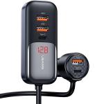 Incarcator auto USAMS US-CC192, 2xUSB-C, 3xUSB-A, 60W, 3A, Negru 4 - lerato.ro