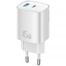 Incarcator retea USAMS CC290 T66, 45W, 1x USB-C, 1x USB-A, Silver
