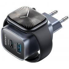 Incarcator retea USAMS T67, 20W, 1xUSB-C, 1xUSB-A, Incarcare Wireless 2.5W, Negru