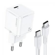 Incarcator retea USAMS T42 Slim, 25W, 3A, 1x USB-C, Cablu USB-C inclus, Alb