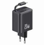 Incarcator retea USAMS CC233, 20W, 3A, 1xUSB-C, 1xCablu USB-C, Fast Charging, Negru