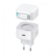 Incarcator retea USAMS US-CC202, 35W, 3A, 1xUSB-C, 1xCablu USB-C integrat, Fast Charging, Alb