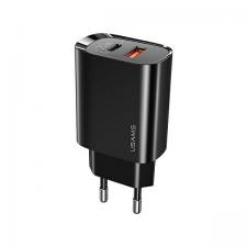 Incarcator retea USAMS T35, 20W, 3A, 1xUSB-C, 1xUSB-A, Fast Charging, Negru