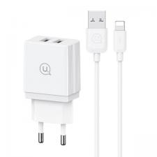 Incarcator retea USAMS HCXLTZ01, 18W, 3A, 2xUSB-A, Fast Charging, Cablu USB-A la Lightning inclus, Alb