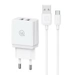 Incarcator retea USAMS HCXLTZ02, 18W, 3A, 2xUSB-A, Fast Charging, Cablu USB-A la Micro-USB inclus, Alb 2 - lerato.ro