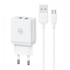 Incarcator retea USAMS HCXLTZ02, 18W, 3A, 2xUSB-A, Fast Charging, Cablu USB-A la Micro-USB inclus, Alb