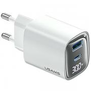 Incarcator retea rapid USAMS CC229, 30W, 3A, 1xUSB-C, 1xUSB-A, Alb