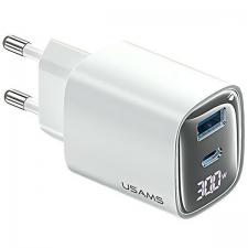 Incarcator retea rapid USAMS CC229, 30W, 3A, 1xUSB-C, 1xUSB-A, Alb