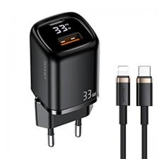 Incarcator retea USAMS T46, 33W, 3A, 1xUSB-A, 1xUSB-C, 1xCablu USB-C, 1xCablu Lightning, Quick Charge 3.0, Negru