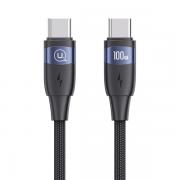 Cablu pentru incarcare si transfer de date USAMS SJ633USB01, 2x USB-C, 100W, 480Mbps, 2m, Negru