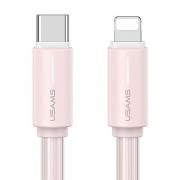 Cablu pentru incarcare si transfer de date USAMS US-SJ735, USB-C/Lightning, 30W, 480Mbps, 1m, Roz