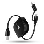Cablu pentru incarcare si transfer de date USAMS US-SJ192, USB-A la Lightning / MicroUSB, 2A, 1m, Negru 2 - lerato.ro